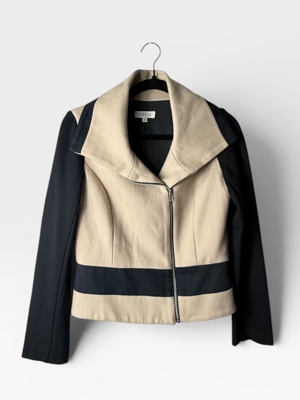 Barneys New York knit moto jacket Size 2 Tan and Black‎ (U)